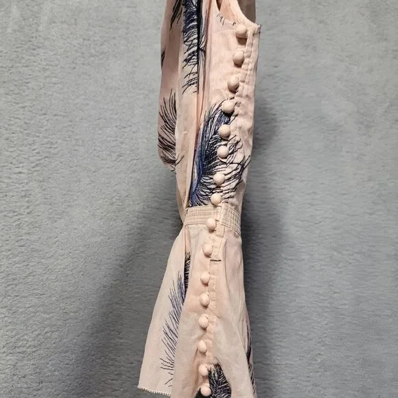 Byron Lars Beauty Mark Rare Soft Pink Navy Floral Leaf Top Sleeveless Size 2 NWT
